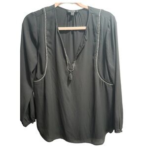 J. Crew Black/White Long Sleeve Blouse, size 4‎